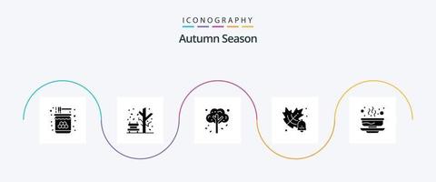 pacote de ícones de glifo 5 de outono, incluindo . Comida. árvore. sopa. tigela vetor