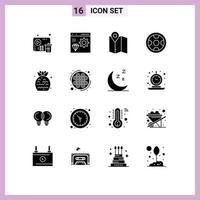 16 ícones criativos, sinais modernos e símbolos de coroa de prêmios, desenvolvimento, trilha, elementos de design de vetores editáveis