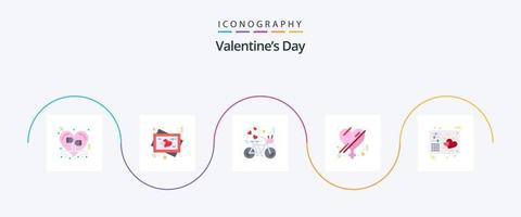 Dia dos Namorados Flat 5 Icon Pack Incluindo Romance. Gênero sexual. Casamento. fêmea. coração vetor