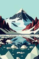 iceberg no mar do norte ou oceano ártico, ilustração vetorial de paisagem de geleiras vetor