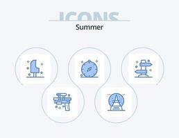 design de ícones do pacote de ícones azuis de verão 5. navegação. direção. período de férias. bússola. sorvete vetor