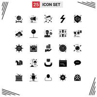 25 ícones criativos, sinais e símbolos modernos de proteção contábil, aniversário, amor, flash, elementos de design de vetores editáveis