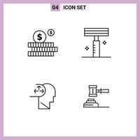 4 ícones criativos, sinais modernos e símbolos do homem do orçamento, lei do salão de beleza, elementos de design vetorial editáveis vetor