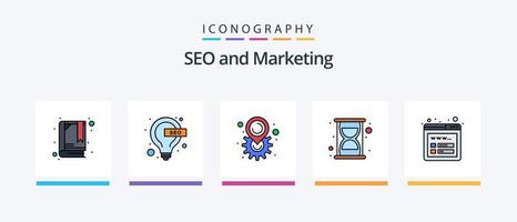 a linha seo encheu o pacote de 5 ícones, incluindo dinheiro. marketing. Forma de pagamento. seo. codificação. design de ícones criativos vetor