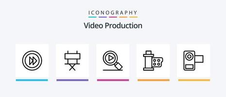 linha de produção de vídeo 5 pacote de ícones incluindo . filme. Toque. meios de comunicação. pausa. design de ícones criativos vetor