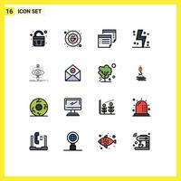 conjunto de 16 sinais de símbolos de ícones de interface do usuário modernos para lembrete de carga de nota de eletricidade de energia editável elementos de design de vetor criativo