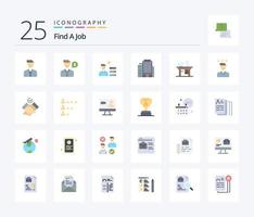 encontre um pacote de ícones de cores planas de 25 tarefas, incluindo laptop. trabalho. dólar. prédio. pessoal vetor