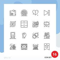 pacote de interface do usuário de 16 contornos básicos dos elementos de design de vetores editáveis do coração da próxima torta