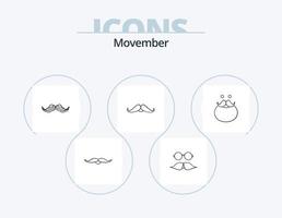 design de ícone do pacote de 5 ícones de linha movember. . . papai noel. homens. movember vetor