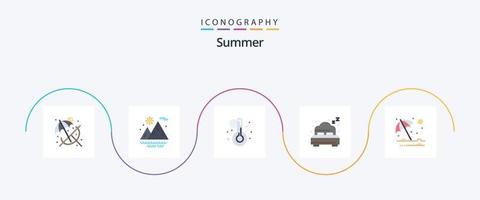 pacote de ícones de verão plano 5 incluindo . guarda-chuva. termômetro. verão. de praia vetor