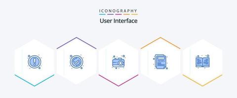 interface do usuário 25 pacote de ícones azul, incluindo . ler. interface. Educação. notícias vetor
