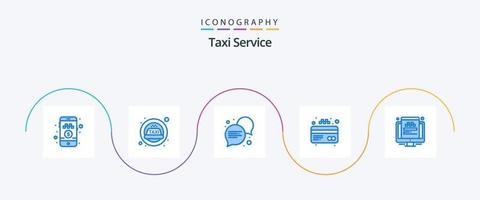 pacote de ícones azul 5 do serviço de táxi, incluindo . local na rede Internet. conversação. viajando. crédito vetor