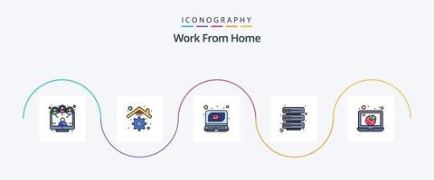 trabalhar em linha de casa pacote de ícones planos 5 preenchidos, incluindo reunião. gráfico. ligar. servidor. Internet vetor