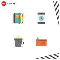 pacote de ícones planos de 4 símbolos universais de dispositivos de blog de smartphone bloco de notas que limpam elementos de design de vetores editáveis