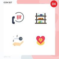 conjunto de pictogramas de 4 ícones planos simples de comunicação vendem elementos de design de vetores editáveis de chave de comércio por telefone