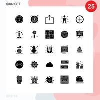 pacote de interface de usuário de 25 glifos sólidos básicos de elementos de design de vetores editáveis de agricultura de espantalho de interface de usuário