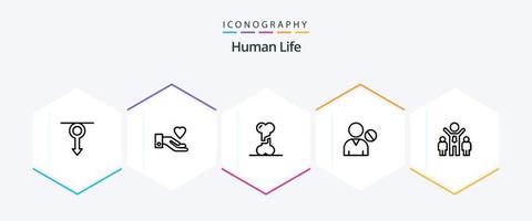 pacote de ícones humanos de 25 linhas, incluindo empresa. pessoas. osso. interface. avatar vetor