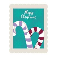 ícone de carimbo de decoração de bastões de doces feliz natal vetor