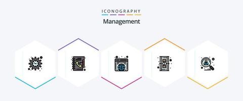 pacote de ícones de gerenciamento de 25 linhas preenchidas, incluindo contratação. candidato. globo. Tempo. ampulheta vetor