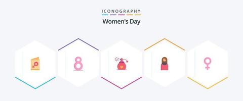 pacote de ícones planos do dia 25 das mulheres, incluindo dia. mulheres. Presente. perfume vetor