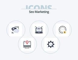 design de ícone plano de pacote de 5 ícones de marketing seo. configuração. seo. chave inglesa. SMS. Chamar vetor