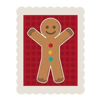 ícone de carimbo de decoração de desenho animado de homem-biscoito de Natal feliz vetor