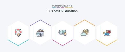 negócios e educação 25 pacote de ícones de linha preenchida, incluindo ideia. debate. acidente. lendo. estudar vetor