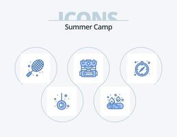 design de ícones do pacote de 5 ícones azuis do acampamento de verão. . orientar. esporte. bússola. caminhada vetor