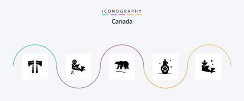 Pacote de ícones do Glyph 5 do Canadá, incluindo folha. mapa. polar. folha. agua vetor
