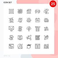 conjunto de pictogramas de 25 linhas simples de elementos de design de vetores editáveis de halteres de liderança em saúde de farmácia