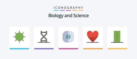 pacote de ícones de 5 planos de biologia, incluindo eletrocardiograma. anatomia. estrutura do dna. laboratório. célula. design de ícones criativos vetor