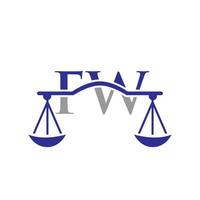 letra fw design de logotipo de escritório de advocacia para advogado, justiça, advogado, jurídico, serviço de advogado, escritório de advocacia, escala, escritório de advocacia, advogado de negócios corporativos vetor
