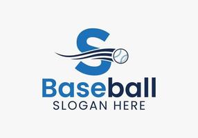 conceito de logotipo de beisebol de carta com modelo de ícone de beisebol em movimento vetor