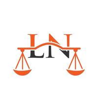 design de logotipo de escritório de advocacia de carta ln para advogado, justiça, advogado, jurídico, serviço de advogado, escritório de advocacia, escala, escritório de advocacia, advogado de negócios corporativos vetor