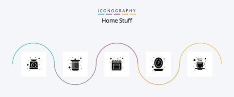 pacote de ícones de glifo 5 de itens domésticos, incluindo copo. gás. tela. interior vetor