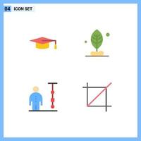 pacote de 4 ícones planos criativos de elementos de design de vetores editáveis de folha de gerenciamento corporativo acadêmico