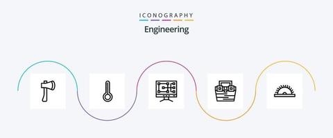 pacote de ícones da linha 5 de engenharia, incluindo construção. material. clima. construção. saco vetor