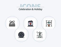 celebração e linha de férias cheia de ícones pack 5 design de ícones. claro. fogo de artifício. Festa. festividade. o sinal vetor