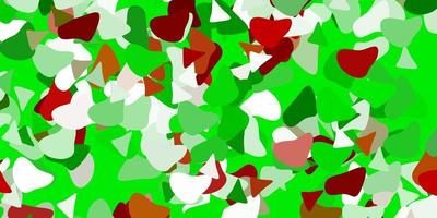 textura de vetor verde claro e vermelho com formas de memphis.