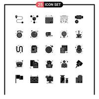 25 ícones criativos, sinais e símbolos modernos de sino de chaleira, segurança, bloqueio de lua, cinto, elementos de design de vetores editáveis