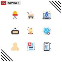 conjunto de 9 sinais de símbolos de ícones de interface do usuário modernos para design de marca de bolo sinal de elementos de design de vetores editáveis de fitness
