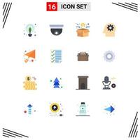 conjunto de 16 símbolos de ícones de interface do usuário modernos, sinais para mensagem, vigilância mental, pacote editável de financiamento coletivo coletivo de elementos de design de vetores criativos
