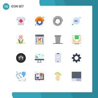 pacote de 16 sinais e símbolos modernos de cores planas para mídia impressa na web, como pacote editável de elementos de design de vetores criativos para a frente da flora da natureza