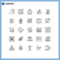 conjunto de 25 sinais de símbolos de ícones de interface do usuário modernos para desenho professor de pintura darwing primavera elementos de design de vetores editáveis
