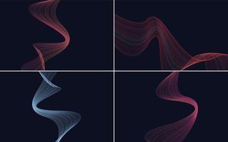 conjunto de 4 linhas de ondulação abstrata de fundo padrão de onda geométrica vetor