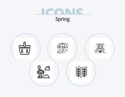 pacote de ícones de linha de primavera 5 design de ícones. jardim. jardim. crianças. flores. clima vetor