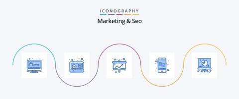 marketing e pacote de ícones seo blue 5 incluindo gráfico. on-line. gráfico. marketing. Móvel vetor