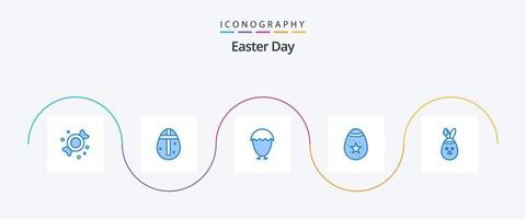 Pacote de ícones de Páscoa azul 5, incluindo coelho. robbit. páscoa. ovo. decoração vetor