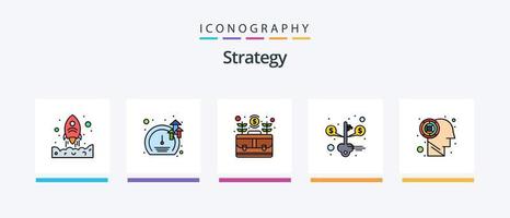 linha de estratégia cheia de 5 ícones incluindo acabamento. gráfico. campanha. estratégia... design de ícones criativos vetor