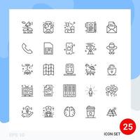 pacote de linha de 25 símbolos universais de documento de e-mail inicial de acordo elementos de design de vetores editáveis de quebra-cabeça